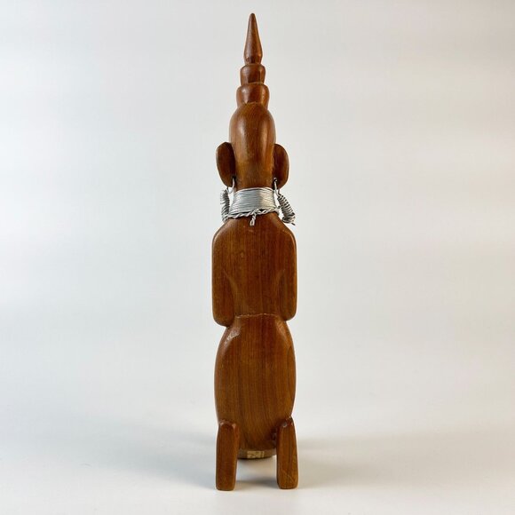 Vintage Besmo Kenya African Art Hand Carved Wood Figure Figurine  Statue Home De - Picture 4 of 6